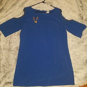 Royal blue off shoulder dres